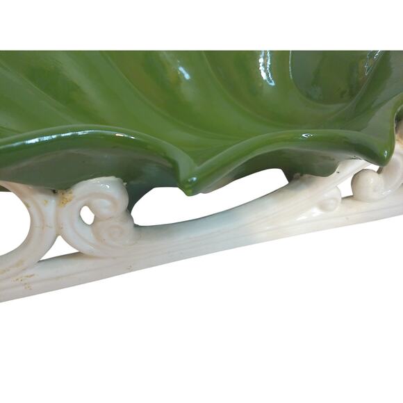 Vintage Ceramic Christmas Holly Leaf Sled Candy Dish Centerpiece - Picture 2 of 9